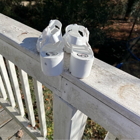 JuJu England Chunky Heel BABE Jelly Sandals White Women - Picture 7 of 9